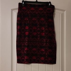 Elegant Red and Black Patterned Skirt